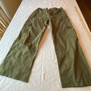 Lepunuo Women's Green Cargo Pants Size XXL Work Elastic Waist See Measurements
